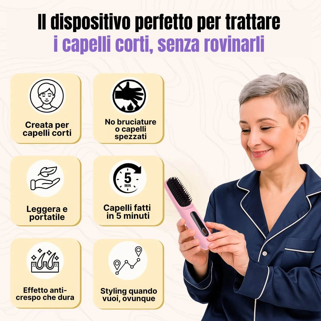 HairGo® - Spazzola Lisciante Riscaldata - Portatile & Senza Fili