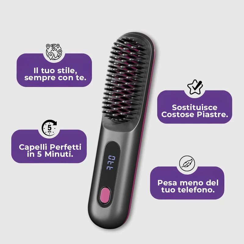 HairGo® - Spazzola Lisciante Riscaldata - Portatile & Senza Fili